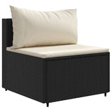 Set Divani da Giardino 5 pz con Cuscini Nero in Polyrattan