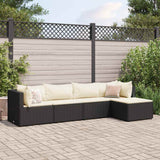 Set Divani da Giardino 5 pz con Cuscini Nero in Polyrattan
