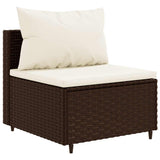 Set Mobili da Giardino 6pz con Cuscini in Polyrattan Marrone
