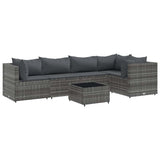 Set Divani da Giardino 6 pz con Cuscini in Polyrattan Grigio