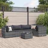 Set Divani da Giardino 6 pz con Cuscini in Polyrattan Grigio