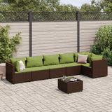Set Divani da Giardino 7 pz con Cuscini in Polyrattan Marrone
