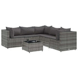 Set Divani da Giardino 6 pz con Cuscini in Polyrattan Grigio