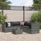 Set Divani da Giardino 6 pz con Cuscini in Polyrattan Grigio