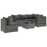 Set Divani da Giardino 6 pz con Cuscini in Polyrattan Grigio