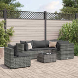 Set Divani da Giardino 6 pz con Cuscini in Polyrattan Grigio