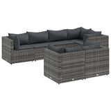 Set Divani da Giardino 7 pz con Cuscini in Polyrattan Grigio