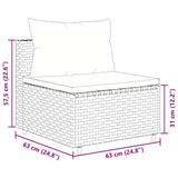 Set Divani da Giardino 7 pz con Cuscini in Polyrattan Grigio