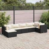 Set Salotto da Giardino con Cuscini 7pz Nero Polyrattan