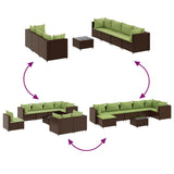 Set Divani da Giardino 8 pz con Cuscini in Polyrattan Marrone