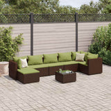 Set Divani da Giardino 8 pz con Cuscini in Polyrattan Marrone