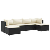 Set Mobili da Giardino 6 pz con Cuscini in Polyrattan Nero