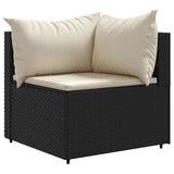 Set Mobili da Giardino 6 pz con Cuscini in Polyrattan Nero