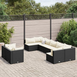 Set Divani da Giardino 9 pz con Cuscini Nero in Polyrattan