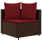 Set Divani da Giardino 7 pz con Cuscini Marrone in Polyrattan