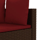 Set Divani da Giardino 7 pz con Cuscini Marrone in Polyrattan
