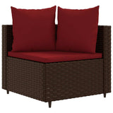 Set Divano da Giardino 6 pz con Cuscini Marrone in Polyrattan