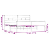 Giroletto senza Materaso in Metallo Rovere Marrone 193x203 cm