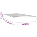 Materasso a Molle Insacchettate Rigidità Media Grigio Scuro 100x210x20 cm in Velluto