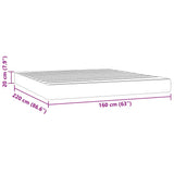 Materasso a Molle Insacchettate Rigidità Media Grigio Chiaro 160x220x20 cm in Velluto