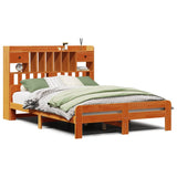 Letto Libreria senza Materasso Marrone Cera 140x200 cm in Pino