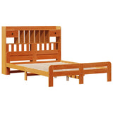 Letto Libreria senza Materasso Marrone Cera 140x200 cm in Pino