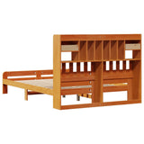 Letto Libreria senza Materasso Marrone Cera 140x200 cm in Pino