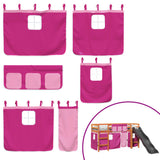 Letto a Soppalco con Tende Bambini Rosa 80x200 cm Massello Pino