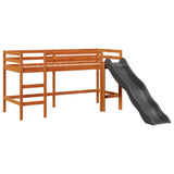 Letto a Soppalco con Tende Bambini Rosa 80x200 cm Massello Pino