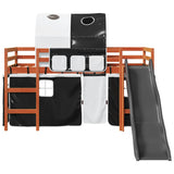 Letto a Soppalco con Tunnel Bambini Bianco e Nero 80x200cm Pino