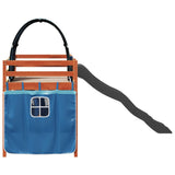 Letto a Soppalco con Tunnel Bambini Blu 80x200cm Massello Pino