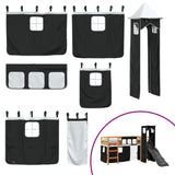 Letto a Soppalco con Torre Bambini Bianco e Nero 80x200cm Pino