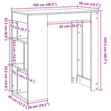 Tavolo Bar con Rastrelliera Antico 102x50x103,5 cm truciolato