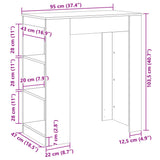 Tavolo Bar con Rastrelliera Antico 95x47x103,5 cm truciolato