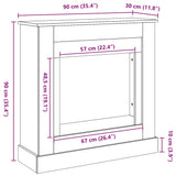 Cornice per Camino Rovere Sonoma 90x30x90 cm in Truciolato