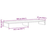 Supporto per Monitor Grigio Sonoma 100x27x10 cm in Truciolato