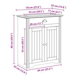 Mobile Lavabo da Bagno BODO Bianco e Marrone 70x35x80 cm