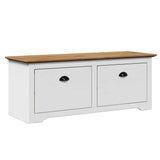 Panca da Ingresso BODO Bianca e Marrone 114x40x45 cm