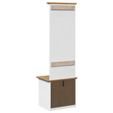 Mobile da Ingresso con Ganci BODO Bianco e Marrone 50x40x157 cm