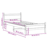 Letto senza Materasso 90x200 cm in Legno Massello di Pino