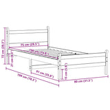 Letto senza Materasso Marrone Cera 75x190 cm in Legno di Pino