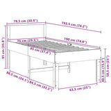 Letto senza Materasso 75x190 cm in Legno Massello Pino