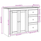 Credenza con Cassetti PANAMA 112x40x80cm Legno Massello di Pino