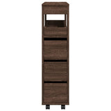 Mobile da Bagno Stretto con Ruote Rovere Marrone in Truciolato