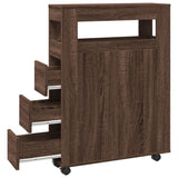 Mobile da Bagno Stretto con Ruote Rovere Marrone in Truciolato