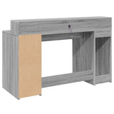 Scrivania con Luci LED Grigio Sonoma 140x55x91cm in truciolato