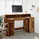 Scrivania con Luci LED Legno Antico 140x55x91 cm in truciolato