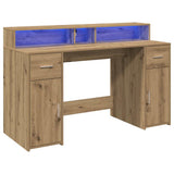Scrivania con Luci LED Rovere 140x55x91 cm in Legno truciolato