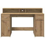 Scrivania con Luci LED Rovere 140x55x91 cm in Legno truciolato