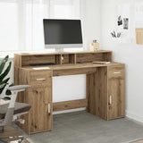Scrivania con Luci LED Rovere 140x55x91 cm in Legno truciolato